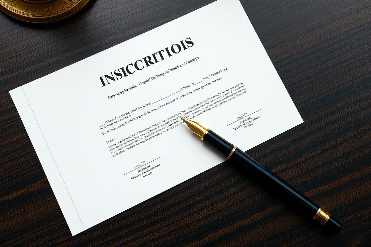 Corporate incorporation documents and a fountain pen on a dark wood desk